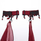 PUNK RAVE Women's Gothic Layered Beaded Detachable Cloak Red