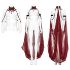 PUNK RAVE Women's Gothic Layered Beaded Detachable Cloak Red