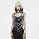 PUNK RAVE Women's Gothic Layered Chain Cross Halter Body Harness