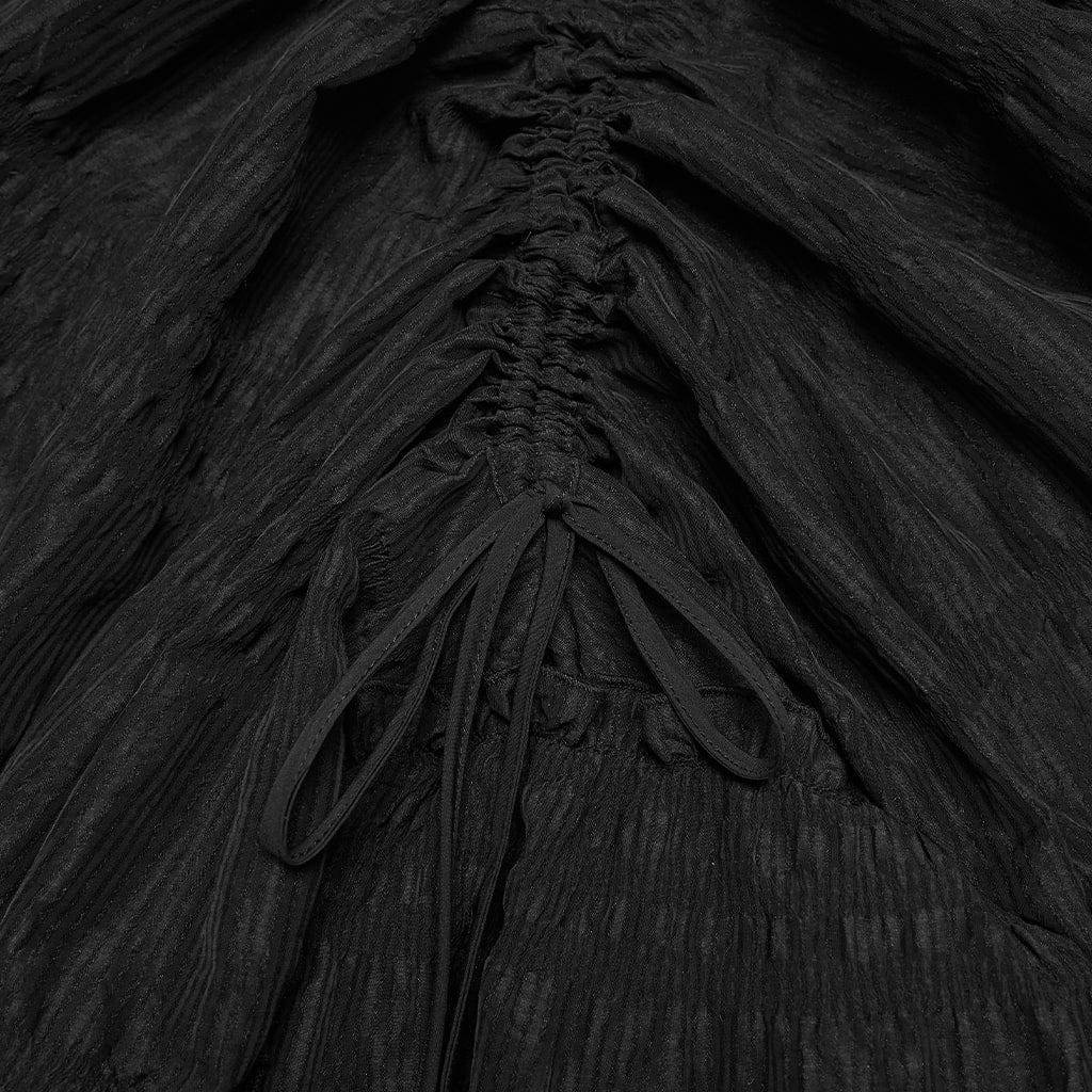 PUNK RAVE Women's Gothic Layered Drawstring Ruched Retro Skirt