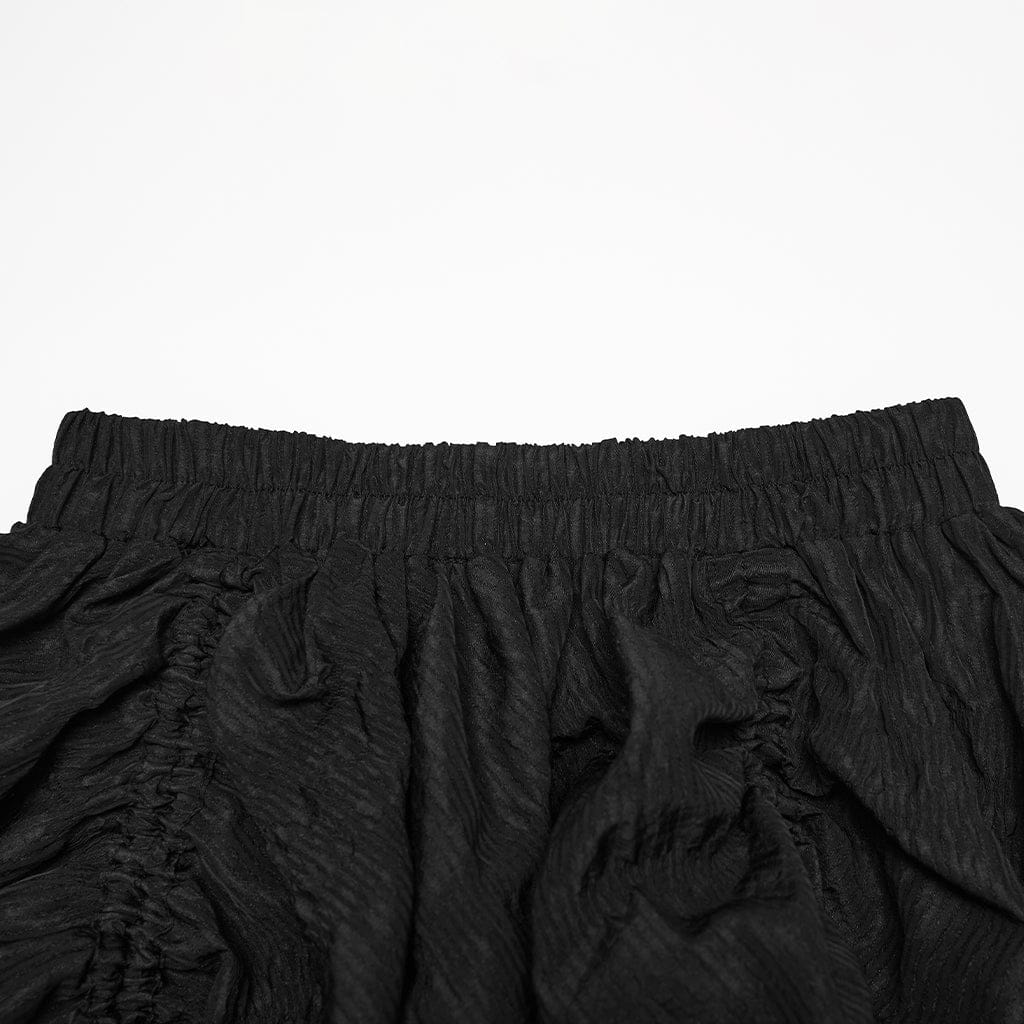 PUNK RAVE Women's Gothic Layered Drawstring Ruched Retro Skirt