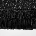 PUNK RAVE Women's Gothic Layered Ruffle Velvet Lace Maxi Skirt