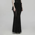 PUNK RAVE Women's Gothic Layered Ruffled Lace Mermaid Skirt