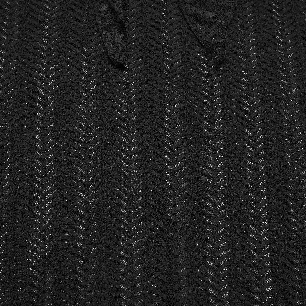 PUNK RAVE Women's Gothic Layered Ruffled Lace Mermaid Skirt