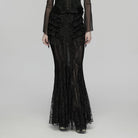 PUNK RAVE Women's Gothic Layered Ruffled Lace Mermaid Skirt