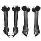 PUNK RAVE Women's Gothic Mesh Gloves with Detachable Nails and Cuffs
