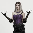 PUNK RAVE Women's Gothic Mesh Gloves with Detachable Nails and Cuffs