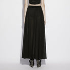 PUNK RAVE Women's Gothic Mesh Sheer Side Slit Long Skirt
