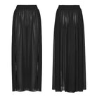 PUNK RAVE Women's Gothic Mesh Sheer Side Slit Long Skirt