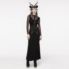 PUNK RAVE Women's Gothic Mesh Splice Fishtail Dress