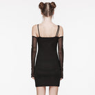 PUNK RAVE Women's Gothic Mesh Splice Off-shoulder Dress