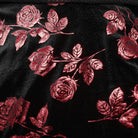 PUNK RAVE Women's Gothic Mesh Splice Red Rose Velvet Halterneck Dress