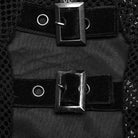 PUNK RAVE Women's Gothic Mesh Splice Rose Velvet Halterneck Dress