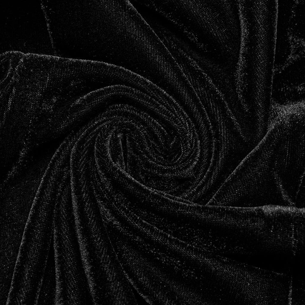 PUNK RAVE Women's Gothic Mesh Splice Velvet Halterneck Dress