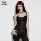PUNK RAVE Women's Gothic Moon Mesh Tank Top