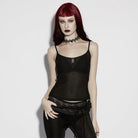 PUNK RAVE Women's Gothic Moon Mesh Tank Top