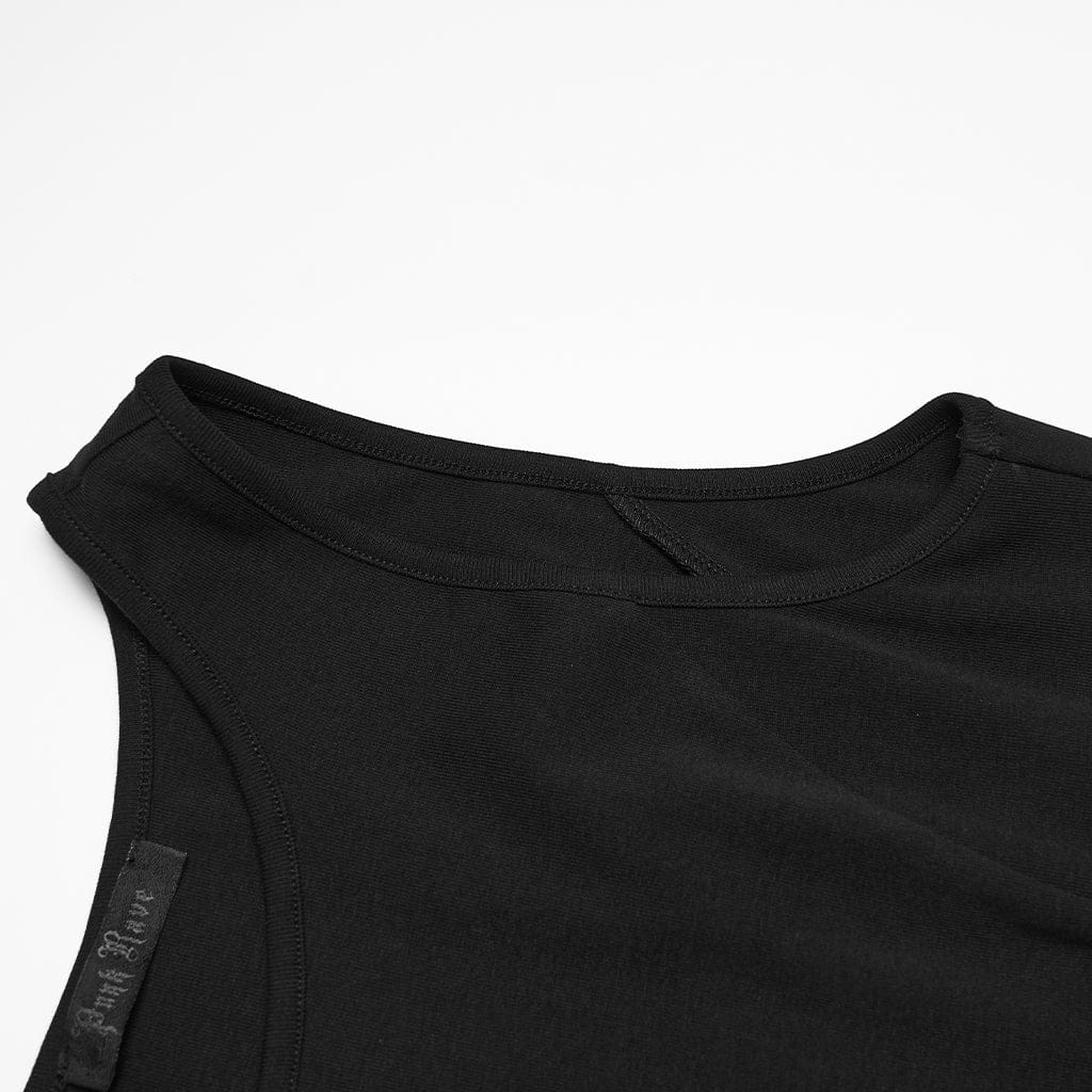 PUNK RAVE Women's Gothic Moon Phase Printed Sleeveless Dress