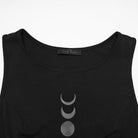 PUNK RAVE Women's Gothic Moon Phase Printed Sleeveless Dress Graduation Dress