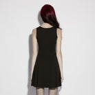 PUNK RAVE Women's Gothic Moon Phase Printed Sleeveless Dress Graduation Dress