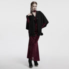 PUNK RAVE Women's Gothic Moon Printed Fluffy Splice Coat Black