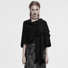 PUNK RAVE Women's Gothic Moon Printed Fluffy Splice Coat Black