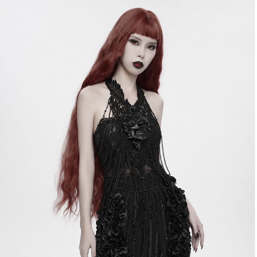 PUNK RAVE Women's Gothic Multilayer Chain Skull Body Harness