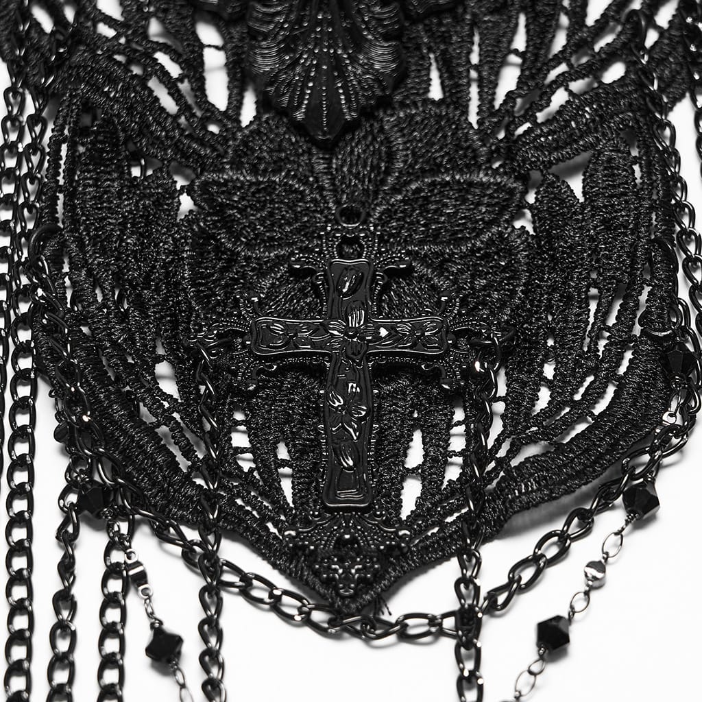 PUNK RAVE Women's Gothic Multilayer Chain Skull Body Harness