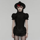 PUNK RAVE Women's Gothic Multilayer Ruffled Tiered Shorts