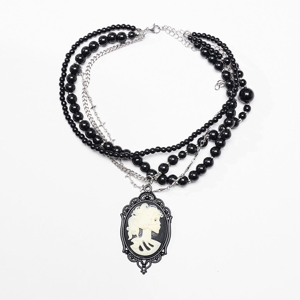 PUNK RAVE Women's Gothic Multilayered Beads Necklace