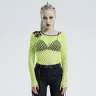 PUNK RAVE Women's Gothic Net Shrug Tops With Buckles