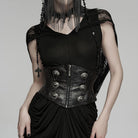 PUNK RAVE Women's Gothic New Chinese Style Spirit Beast Zip Underbust Corset