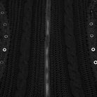 PUNK RAVE Women's Gothic Off-the-shoulder Ripped Black Knitted Coat with Hood