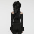 PUNK RAVE Women's Gothic Off-the-shoulder Ruffled Lace Splice Shirt