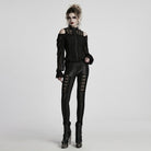 PUNK RAVE Women's Gothic Off-the-shoulder Ruffled Lace-up Shirt