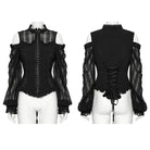 PUNK RAVE Women's Gothic Off-the-shoulder Ruffled Lace-up Shirt