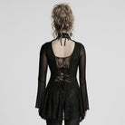 PUNK RAVE Women's Gothic Plunging Flared Sleeved Lace-up Shirt