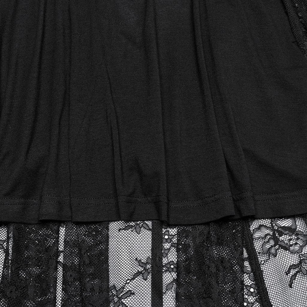 PUNK RAVE Women's Gothic Plunging Lace Evening Slip Dress