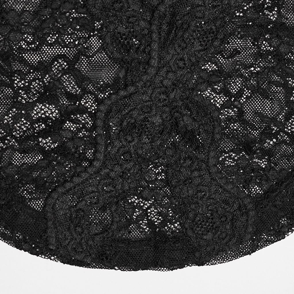 PUNK RAVE Women's Gothic Plunging Lace Shirt