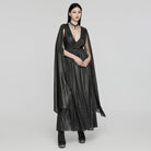 PUNK RAVE Women's Gothic Plunging Lace-up Ball Gown Dress