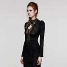 PUNK RAVE Women's Gothic Plunging Lace-up Lace Shirt
