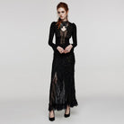 PUNK RAVE Women's Gothic Plunging Lace-up Lace Shirt