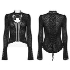 PUNK RAVE Women's Gothic Plunging Lace-up Lace Shirt