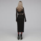 PUNK RAVE Women's Gothic Plunging Mesh Splice Cutout Dress