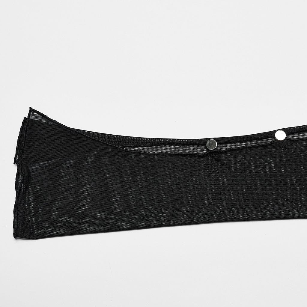 PUNK RAVE Women's Gothic Plunging Mesh Splice Cutout Dress