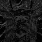 PUNK RAVE Women's Gothic Plunging Puff Sleeved Velvet Shirt Black