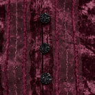 PUNK RAVE Women's Gothic Plunging Puff Sleeved Velvet Shirt Red
