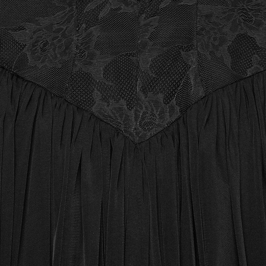 PUNK RAVE Women's Gothic Plunging Side Slit Mesh Evening Dress Black