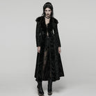 PUNK RAVE Women's Gothic Plush Splice Turn-down Collar Floral Printed Coat