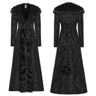 PUNK RAVE Women's Gothic Plush Splice Turn-down Collar Floral Printed Coat