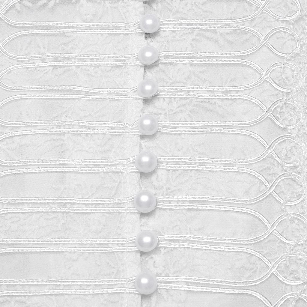 PUNK RAVE Women's Gothic Puff Sleeved Lace Hem Shirt